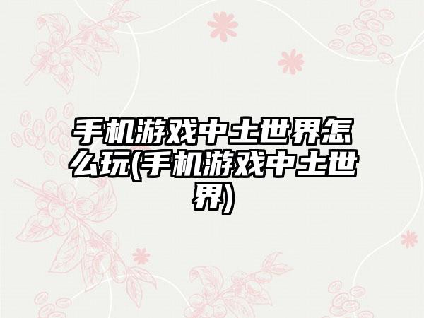 手机游戏中土世界怎么玩(手机游戏中土世界)