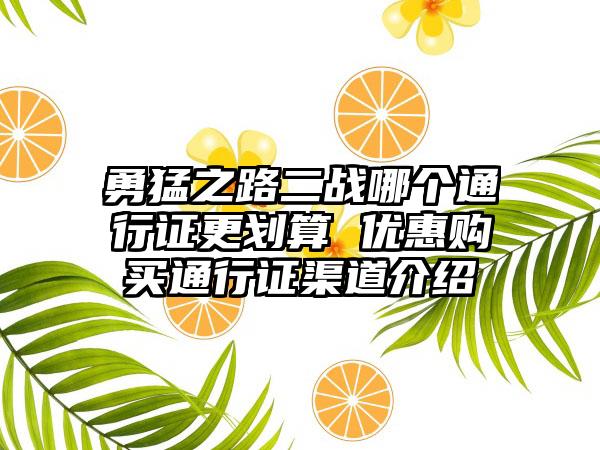勇猛之路二战哪个通行证更划算 优惠购买通行证渠道介绍