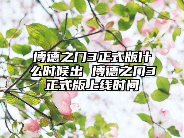 博德之门3正式版什么时候出 博德之门3正式版上线时间