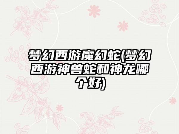 梦幻西游魔幻蛇(梦幻西游神兽蛇和神龙哪个好)