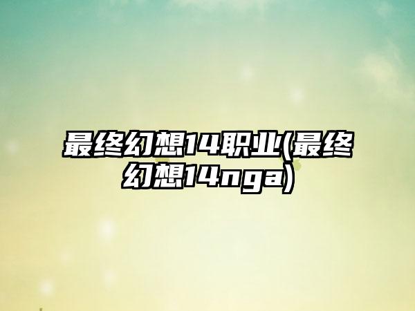 最终幻想14职业(最终幻想14nga)