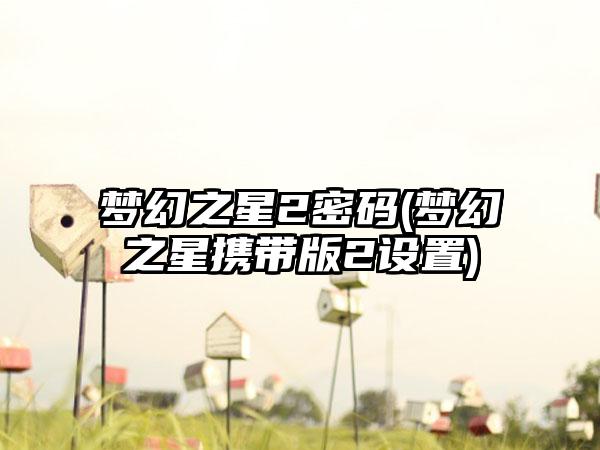 梦幻之星2密码(梦幻之星携带版2设置)