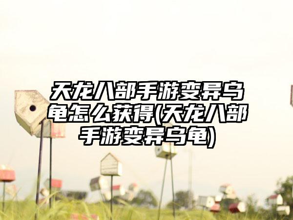 天龙八部手游变异乌龟怎么获得(天龙八部手游变异乌龟)