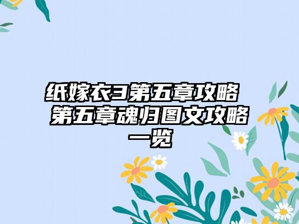 纸嫁衣3第五章攻略 第五章魂归图文攻略一览