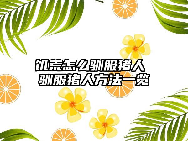 饥荒怎么驯服猪人 驯服猪人方法一览