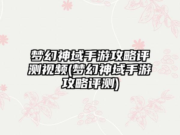 梦幻神域手游攻略评测视频(梦幻神域手游攻略评测)