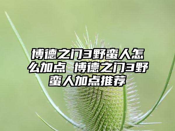 博德之门3野蛮人怎么加点 博德之门3野蛮人加点推荐