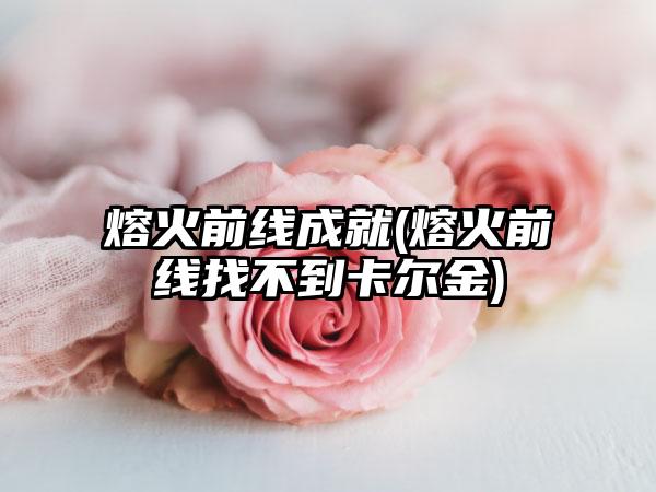 熔火前线成就(熔火前线找不到卡尔金)