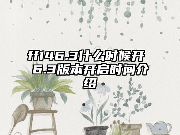 ff146.3什么时候开 6.3版本开启时间介绍