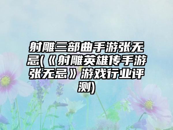 射雕三部曲手游张无忌(《射雕英雄传手游张无忌》游戏行业评测)