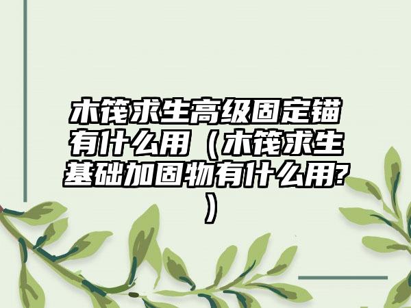 木筏求生高级固定锚有什么用（木筏求生基础加固物有什么用?）