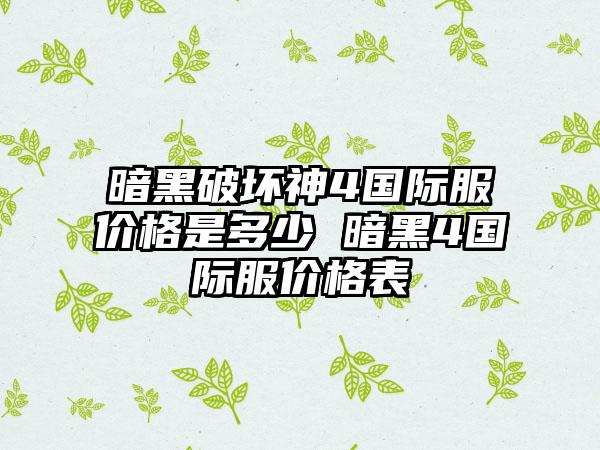 暗黑破坏神4国际服价格是多少 暗黑4国际服价格表