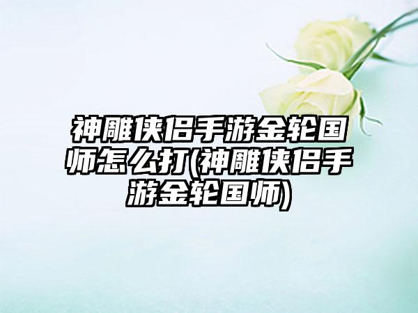 神雕侠侣手游金轮国师怎么打(神雕侠侣手游金轮国师)