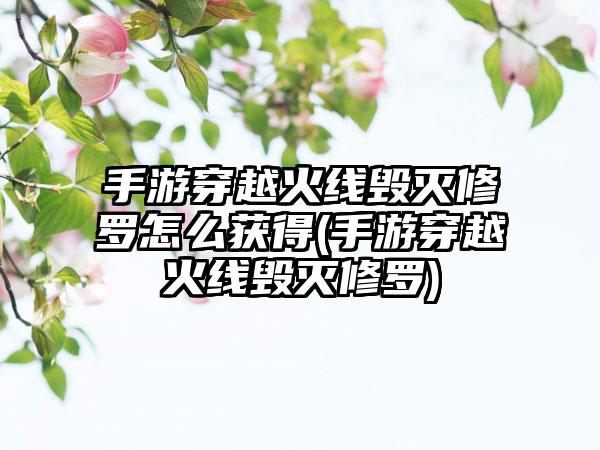 手游穿越火线毁灭修罗怎么获得(手游穿越火线毁灭修罗)
