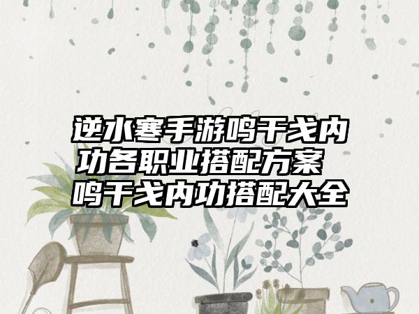 逆水寒手游鸣干戈内功各职业搭配方案 鸣干戈内功搭配大全