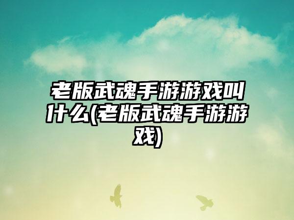 老版武魂手游游戏叫什么(老版武魂手游游戏)
