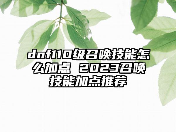 dnf110级召唤技能怎么加点 2023召唤技能加点推荐