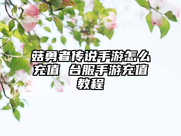 菇勇者传说手游怎么充值 台服手游充值教程