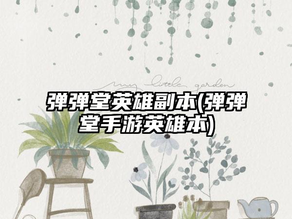 弹弹堂英雄副本(弹弹堂手游英雄本)