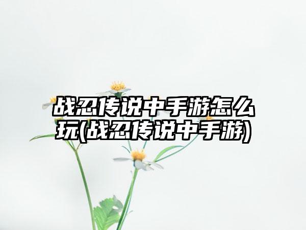 战忍传说中手游怎么玩(战忍传说中手游)