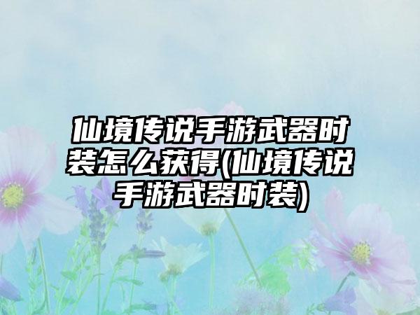仙境传说手游武器时装怎么获得(仙境传说手游武器时装)