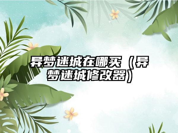 异梦迷城在哪买（异梦迷城修改器）