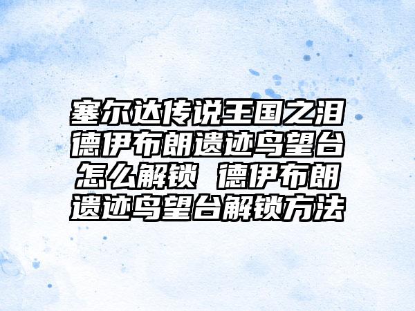 塞尔达传说王国之泪德伊布朗遗迹鸟望台怎么解锁 德伊布朗遗迹鸟望台解锁方法