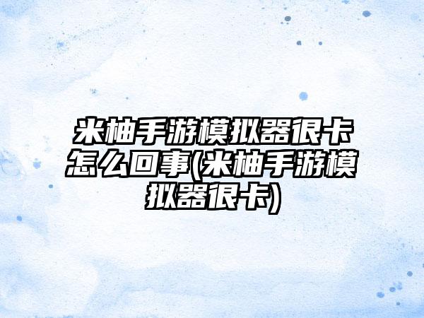 米柚手游模拟器很卡怎么回事(米柚手游模拟器很卡)