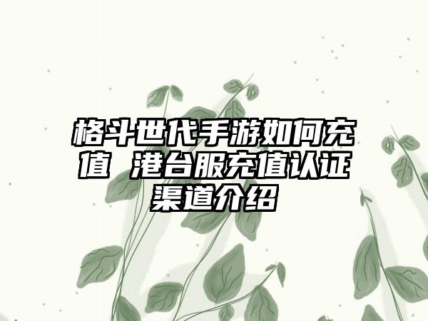 格斗世代手游如何充值 港台服充值认证渠道介绍