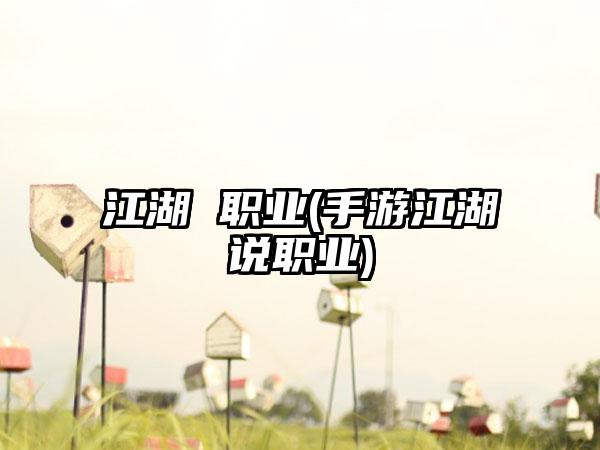 江湖 职业(手游江湖说职业)