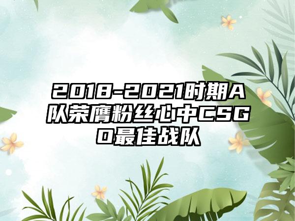 2018-2021时期A队荣膺粉丝心中CSGO最佳战队