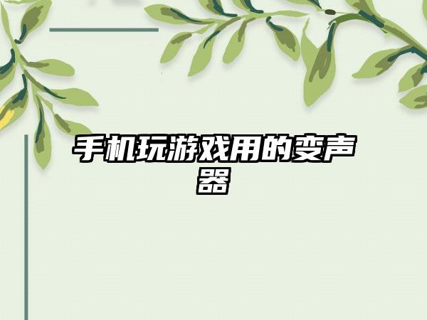 手机玩游戏用的变声器