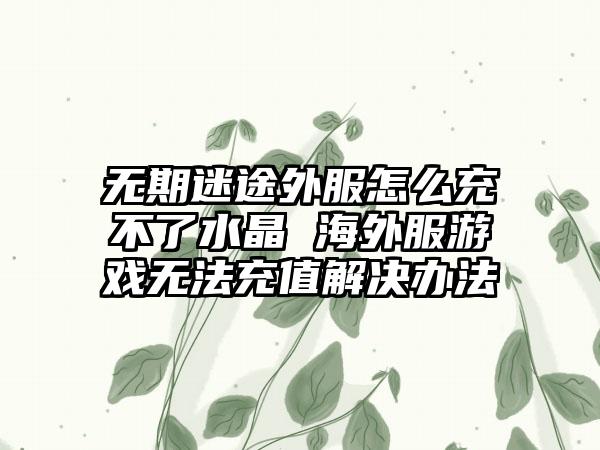 无期迷途外服怎么充不了水晶 海外服游戏无法充值解决办法