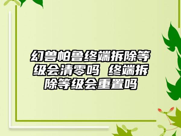 幻兽帕鲁终端拆除等级会清零吗 终端拆除等级会重置吗