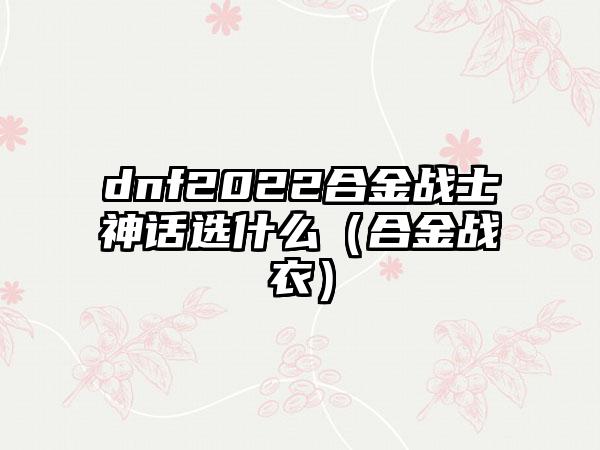 dnf2022合金战士神话选什么（合金战衣）