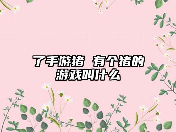 了手游猪 有个猪的游戏叫什么