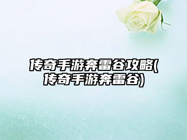 传奇手游奔雷谷攻略(传奇手游奔雷谷)