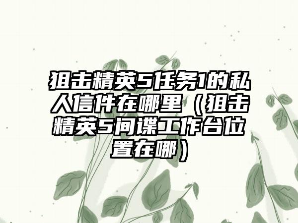 狙击精英5任务1的私人信件在哪里（狙击精英5间谍工作台位置在哪）
