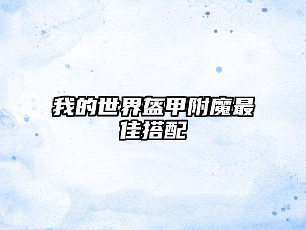 我的世界盔甲附魔最佳搭配