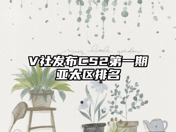 V社发布CS2第一期亚太区排名