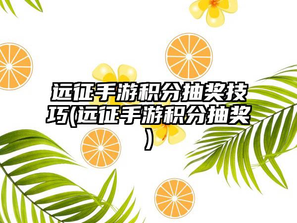 远征手游积分抽奖技巧(远征手游积分抽奖)
