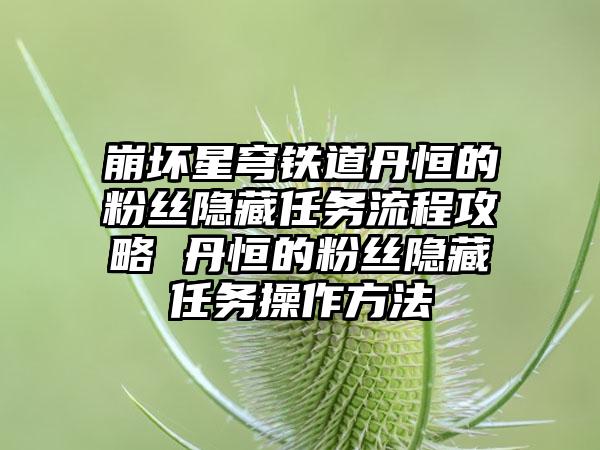 崩坏星穹铁道丹恒的粉丝隐藏任务流程攻略 丹恒的粉丝隐藏任务操作方法