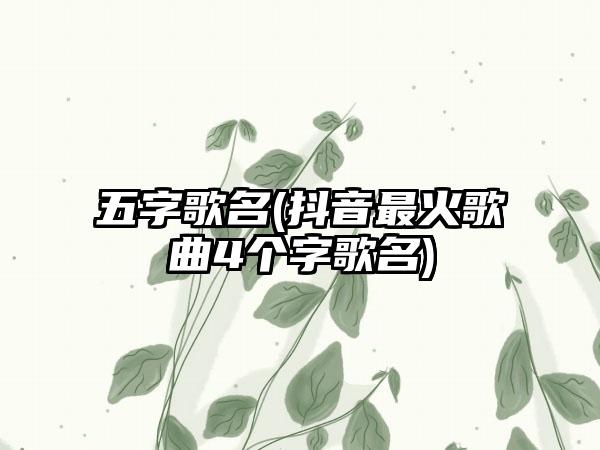 五字歌名(抖音最火歌曲4个字歌名)