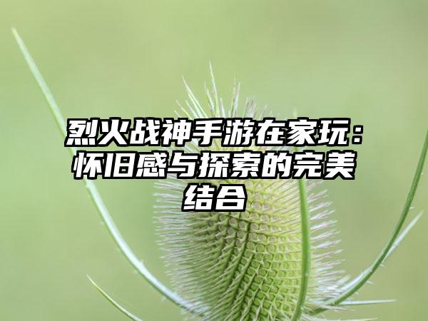 烈火战神手游在家玩：怀旧感与探索的完美结合