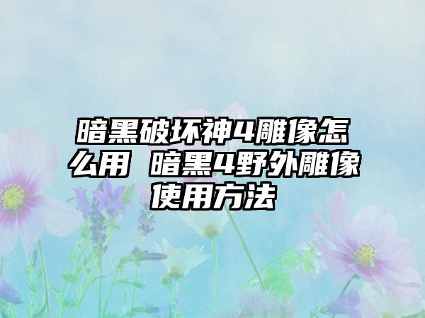 暗黑破坏神4雕像怎么用 暗黑4野外雕像使用方法