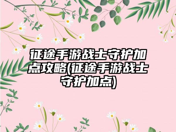 征途手游战士守护加点攻略(征途手游战士守护加点)
