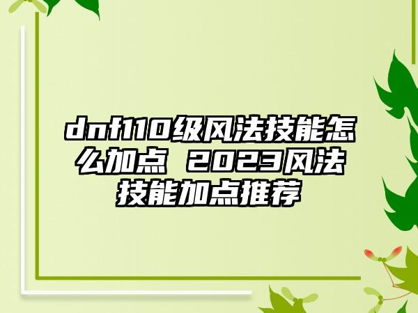 dnf110级风法技能怎么加点 2023风法技能加点推荐