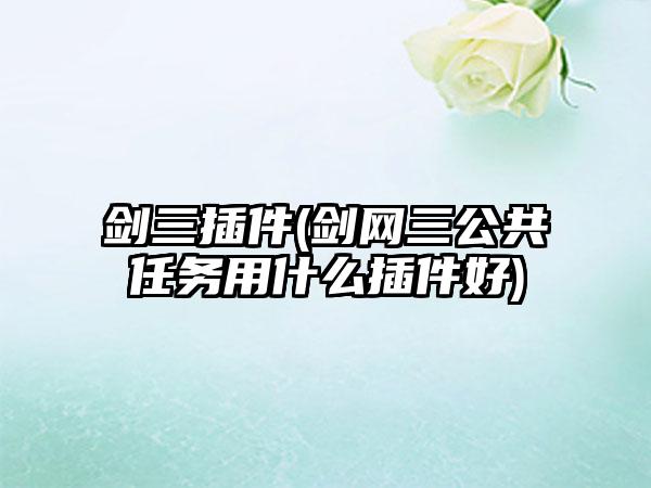 剑三插件(剑网三公共任务用什么插件好)