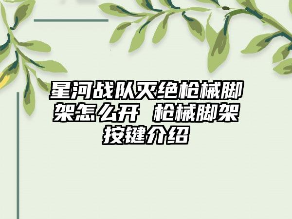 星河战队灭绝枪械脚架怎么开 枪械脚架按键介绍