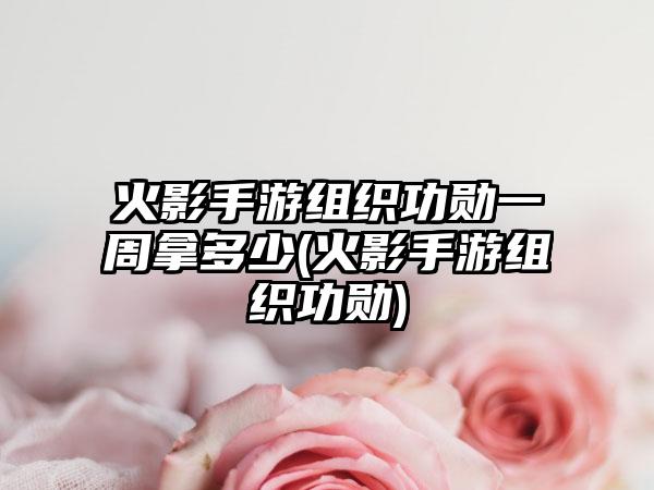 火影手游组织功勋一周拿多少(火影手游组织功勋)